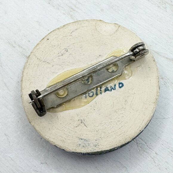 Vintage Blue And White Delft Signed Holland Ceramic Sail Boat Ship Brooch Pin - Picture 5 of 5